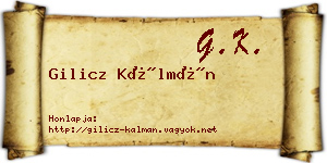 Gilicz Kálmán névjegykártya